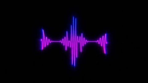 Audio waveform. Abstract music waves oscillation. Futuristic sound wave visualization. Synthetic music technology sample. Tune print. Distorted frequencies. 4k High-tech waveform on black background 库存视频