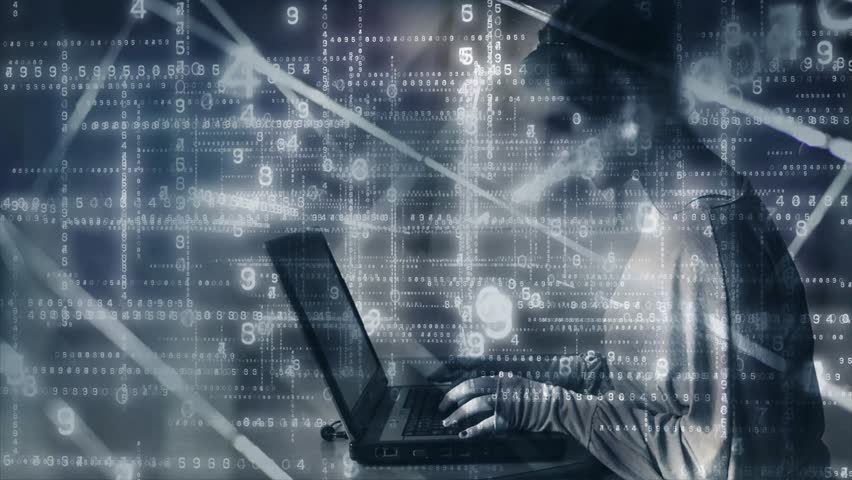 Woman coding on a laptop with a 3d matrix background.
Woman typing on a laptop overlaid onto a number grid. Loops.