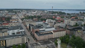 Aerial video above Tampere, Finland