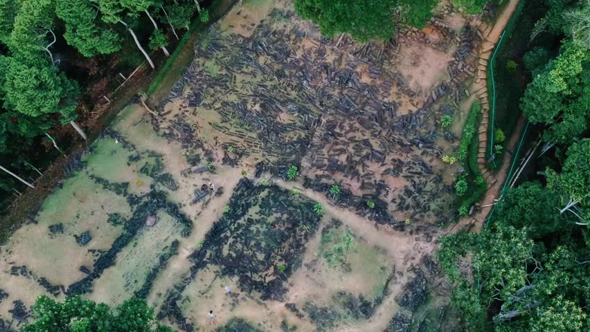 Areal view Megalithic sites Gunung Padang, Cianjur, West Java, Indonesia Royalty-Free Stock Footage #1106979163