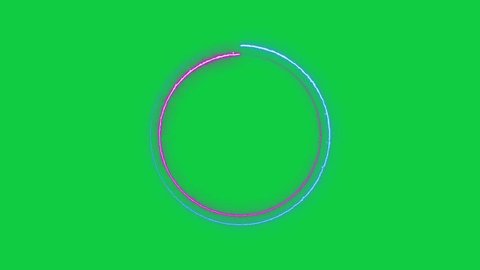 neon lights circles evolution loop animation, pink and blue round shape on green screen background Video de stock