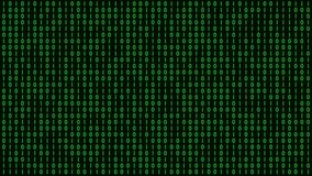 Binary code black and green background with digits moving on screen, Concept of digital age. Algorithm binary, hud interface, data code, decryption and encoding, row matrix background