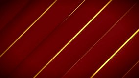 Red crimson carmine  -  and golden lines moving luxury awards empty space animation abstract tech geometric motion background. Seamless looping. Video animation Ultra HD 4K