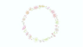 A dainty cosmos wreath with watercolor touch rotates. - Powered by Shutterstock - Get 15% off with code: PIKWIZARD15