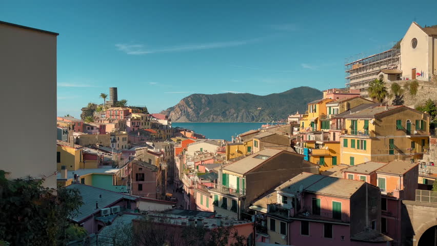 South View of Vernazza, Cinque Terre, Italy Royalty-Free Stock Footage #1107013175
