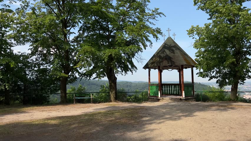 Panoramic view of Three Crosses lookout in Karlovy Vary, Czech Republic