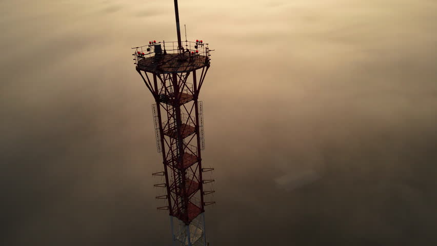  Fog and haze over the city, among the skyscrapers in Russia