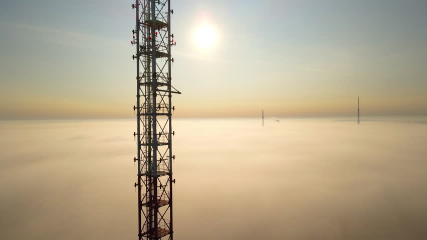 Fog and haze over the city, among the skyscrapers in Russia