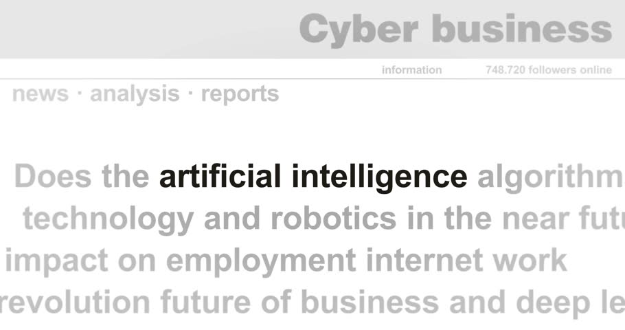 Artificial intelligence machine deep learning and ai chat bot gpt headline news across international media. Abstract concept of internet news titles on screens loop. Seamless and looped animation.