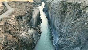 4k Cinematic Aerial Drone Footage of Studlagil Canyon in Iceland
