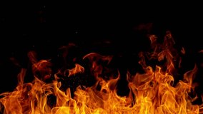 Super Slow Motion of Fire Isolated on Black Background. Abstract Flames Background. Filmed on High Speed Cinema Camera, 1000 fps. - Powered by Shutterstock - Get 15% off with code: PIKWIZARD15