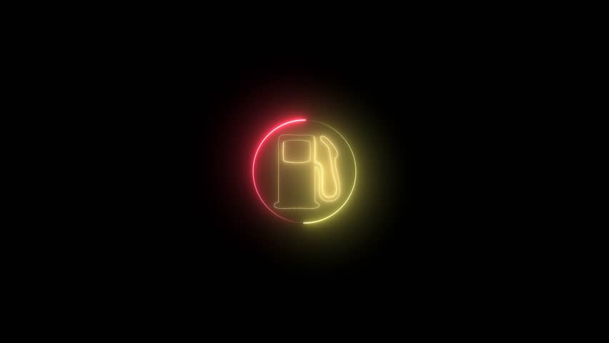 Glowing oil station  sign icon animation. Neon  Petrol or gas station symbol on black background.  Royalty-Free Stock Footage #1107037377