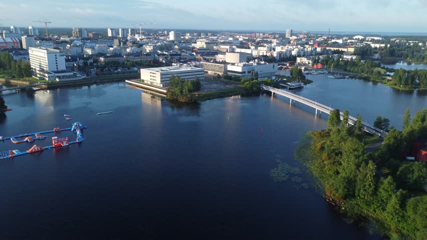 Aerial view over the city of Oulu in Finland