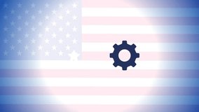 Happy Labor Day Typography - USA Labor Day text animation 4k footage with American flag background