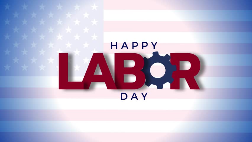 Happy Labor Day Typography - USA Labor Day text animation 4k footage with American flag background | Shutterstock HD Video #1107050741