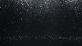 Silver Colored Particles Raining Down - Dark - Loopable Background Animation - Glitter, Snow, Confetti, abstract digital technology background 4k slow motion video