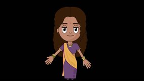 Indian Woman Shocked Animation Character Talking Head Loop Alpha Cartoon Avatar