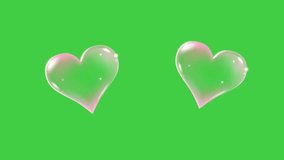 Shining heart bubbles green screen motion graphics,3d heart rotation animation on green screen background. 4k render video,4K Social media Live style animated heart on green screen. 60 FPS 