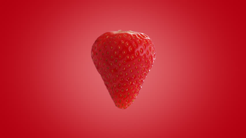 Yogurt Pouring from Top over a Strawberry on Red Background in Slow Motion and Macro Royalty-Free Stock Footage #1107058039