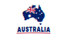 Animation of the Australian flag and map in glitch style. National, patriotic or symbolic motion graphics