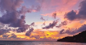 aerial view exotic colorful sky in bright sunset at Karon beach Phuket.
Scene of colorful romantic sky of sunset. Gradient color. Sky texture.
amazing sky of bright sunset in nature and travel concept