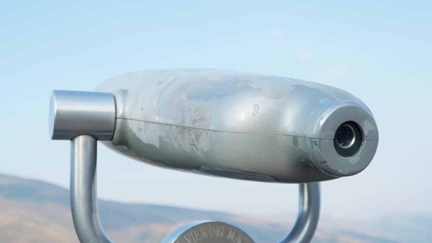touristic telescope closeup metal monocular viewpoint observe mountain