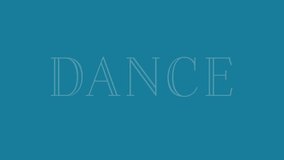 Animation of dance text over pattern on blue background. Dancing, digital interface, communication, computing and data processing concept digitally generated video.