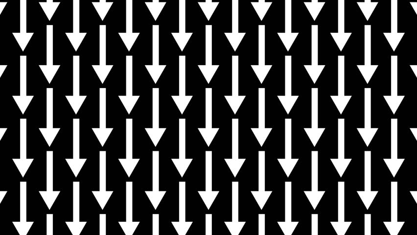 Arrows moving down background, slow motion seamless loop. Basic elements 4k animation, white on black