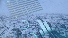 Animation of statistical data processing against aerial view of winter landscape. Computer interface and business technology data concept - Powered by Shutterstock - Get 15% off with code: PIKWIZARD15