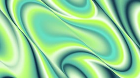 Holographic wave in motion. Abstract trendy rainbow holographic background in 80s style. Blurred texture in green, blue and white colors. Pastel colors. High quality video.