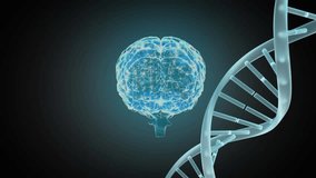Animation of human brain, dna strand and binary coding over green background. Global science, computing and data processing concept digitally generated video. - Powered by Shutterstock - Get 15% off with code: PIKWIZARD15