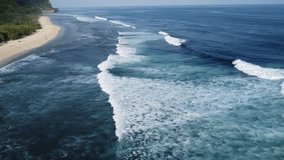 Beach Blue Ocean And Wave Drone Shot