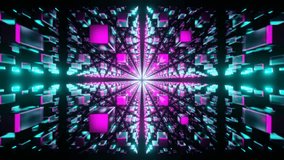 Pink and Cya Abstract Cubic Dimension Background VJ Loop with Rotation in 4K