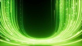Abstract background of curvy green neon lines, moving towards the camera and return, leaving glowing trails. Cycled 3d motion animation. - Powered by Shutterstock - Get 15% off with code: PIKWIZARD15