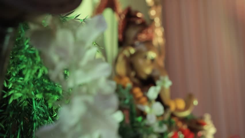 Lord Ganesha idol or Ganesha Statue in Cinematic View, Hindu God Background - Selective focus Royalty-Free Stock Footage #1107099313