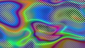 Holographic surreal iridescent lines. Halftone background. Slow motion live colourful wallpaper. Neon bright colors video cover. Abstract multicolor waves movie. Can use in vertical position