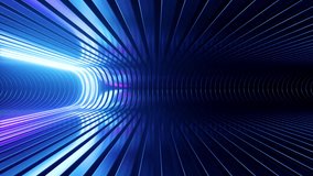 endless 3d animation. Bright neon lines slide down the metallic ceiling walls and floor. Abstract iridescent animated background - Powered by Shutterstock - Get 15% off with code: PIKWIZARD15