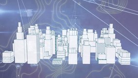 Animation of network of connections over 3d model of city. Global connections, business, finances, computing and data processing concept digitally generated video. - Powered by Shutterstock - Get 15% off with code: PIKWIZARD15