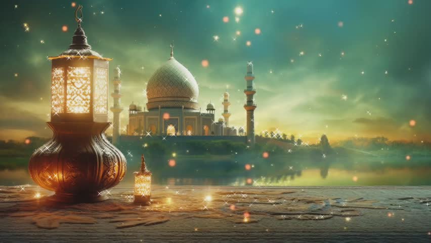Ramadhan decorative with arabic lantern background. seamless looping time-lapse virtual 4K video animation background. Royalty-Free Stock Footage #1107104319