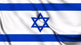 Waving Flag of Israel video background. Israeli flag 4K Loop, Realistic Motion Graphics. Blowing flag consisting of Star of David (Shield of David).