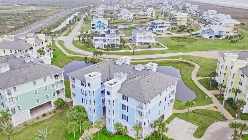 Beachfront homes in Galveston, Texas.