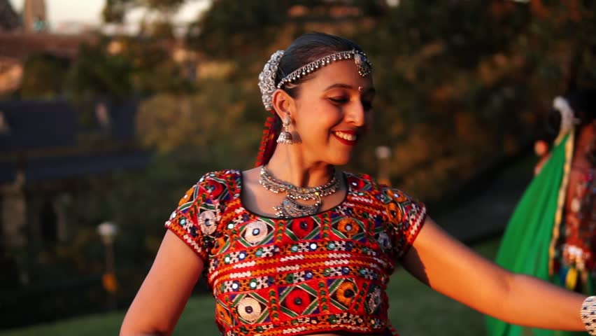 Woman Dancing Classical Traditional Indian Dance In A Garden In Sydney, Australia - medium shot Royalty-Free Stock Footage #1107118975