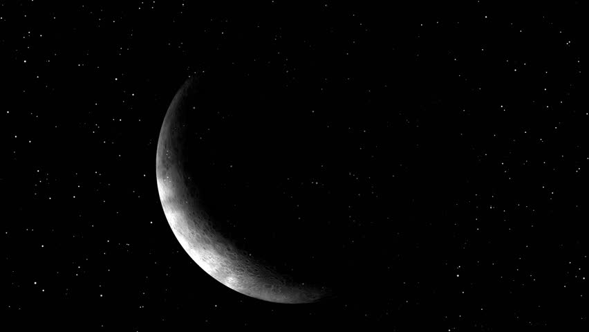 Realistic Crescent Moon Animation with Seamless Loop
