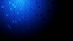 Abstract creative motion glitter light hexagon shape on gradient blue background. Video animation Ultra HD 4k footage.