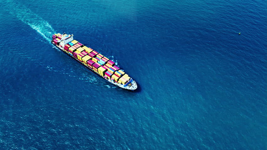 Cargo Container Ship with circular economy icon. Sustainable strategy approach to eliminate waste and pollution growth of transportation logistics and environment. Concept Environmentally friendly  Royalty-Free Stock Footage #1107125879