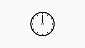 Clock icon flat style arrow rotated fast spinning 24 hours in the circle 
on the white background 4k video .