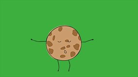 Animation loop video food cartoon cookies on green screen background, remove green background use software editing what you using