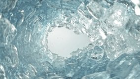 Super Slow Motion Shot of Clear Water and Ice Cubes Rotating in Wave at 1000fps. - Powered by Shutterstock - Get 15% off with code: PIKWIZARD15