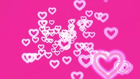 Stream of pink neon  hearts on a pink background. 3D animation. Video for Valentine's Day. Video background for valentine's day. Love background. Pink neon hearts. Romantic background. - Powered by Shutterstock - Get 15% off with code: PIKWIZARD15
