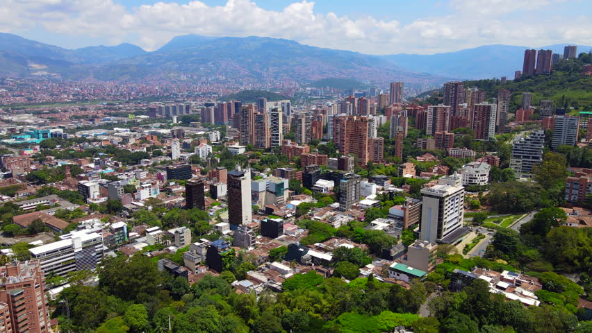 Aerial video clip above El Poblado, Medellín, Colombia
